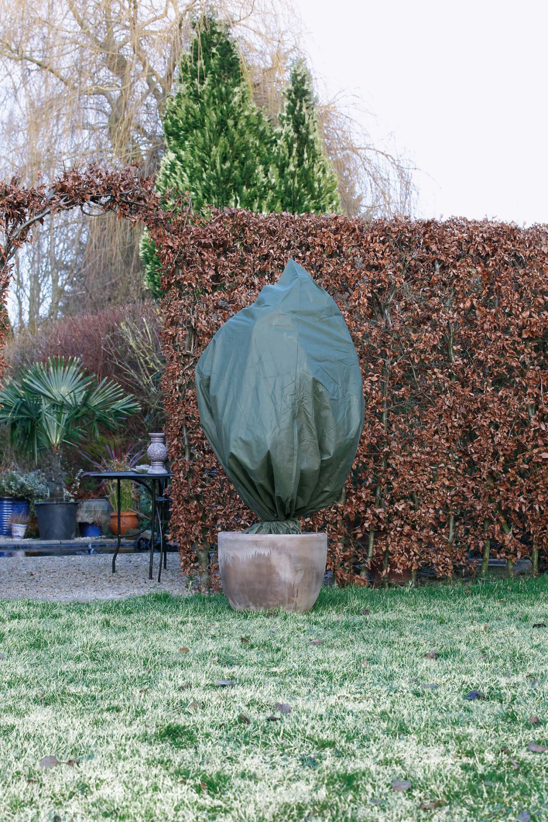 Nature vorstbeschermhoes met koord - donkergroen - 150xdiameter 100 cm