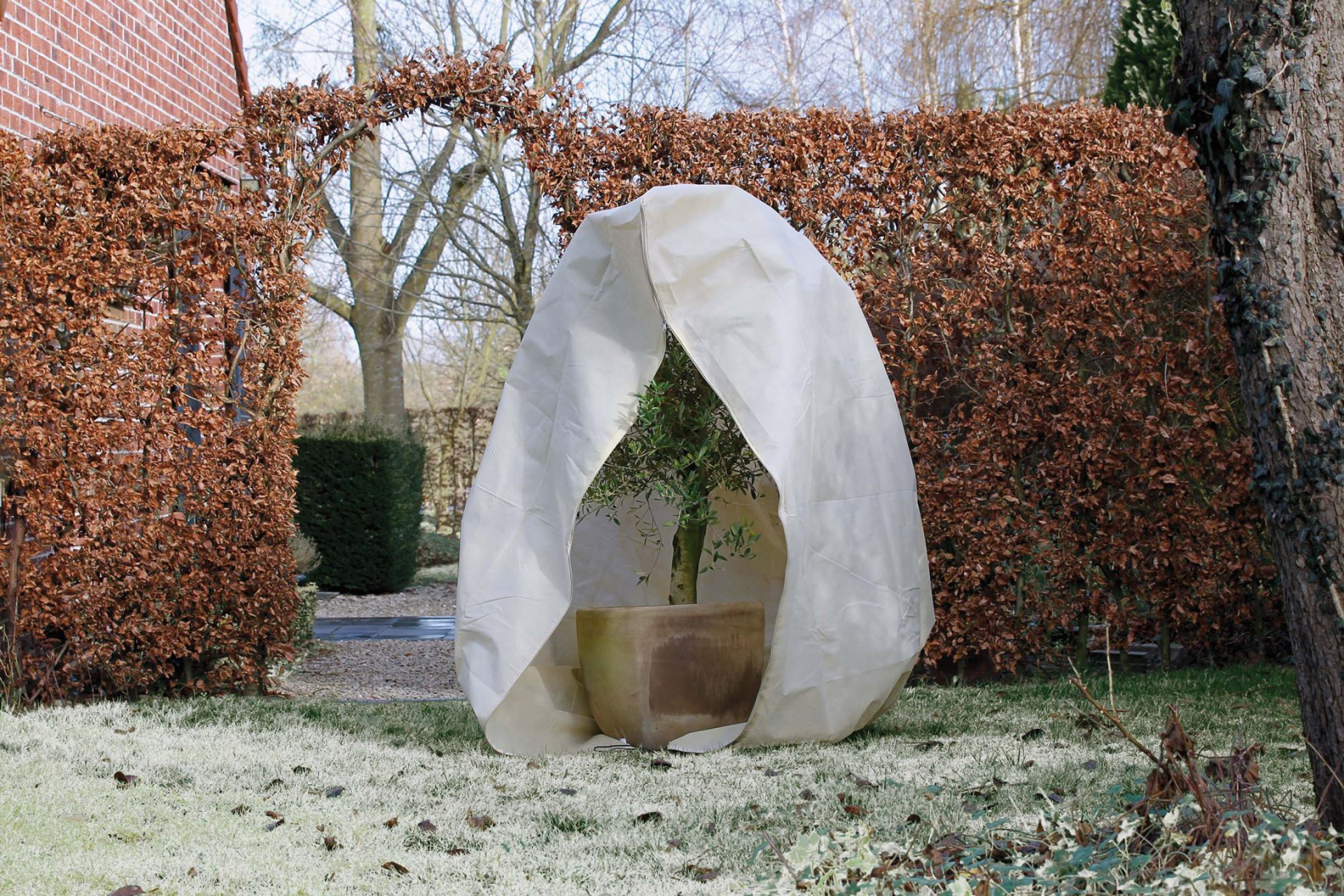 Nature vorstbeschermhoes met rits&koord - 70gr/m² - 250 x Ø200 cm - beige afbeelding