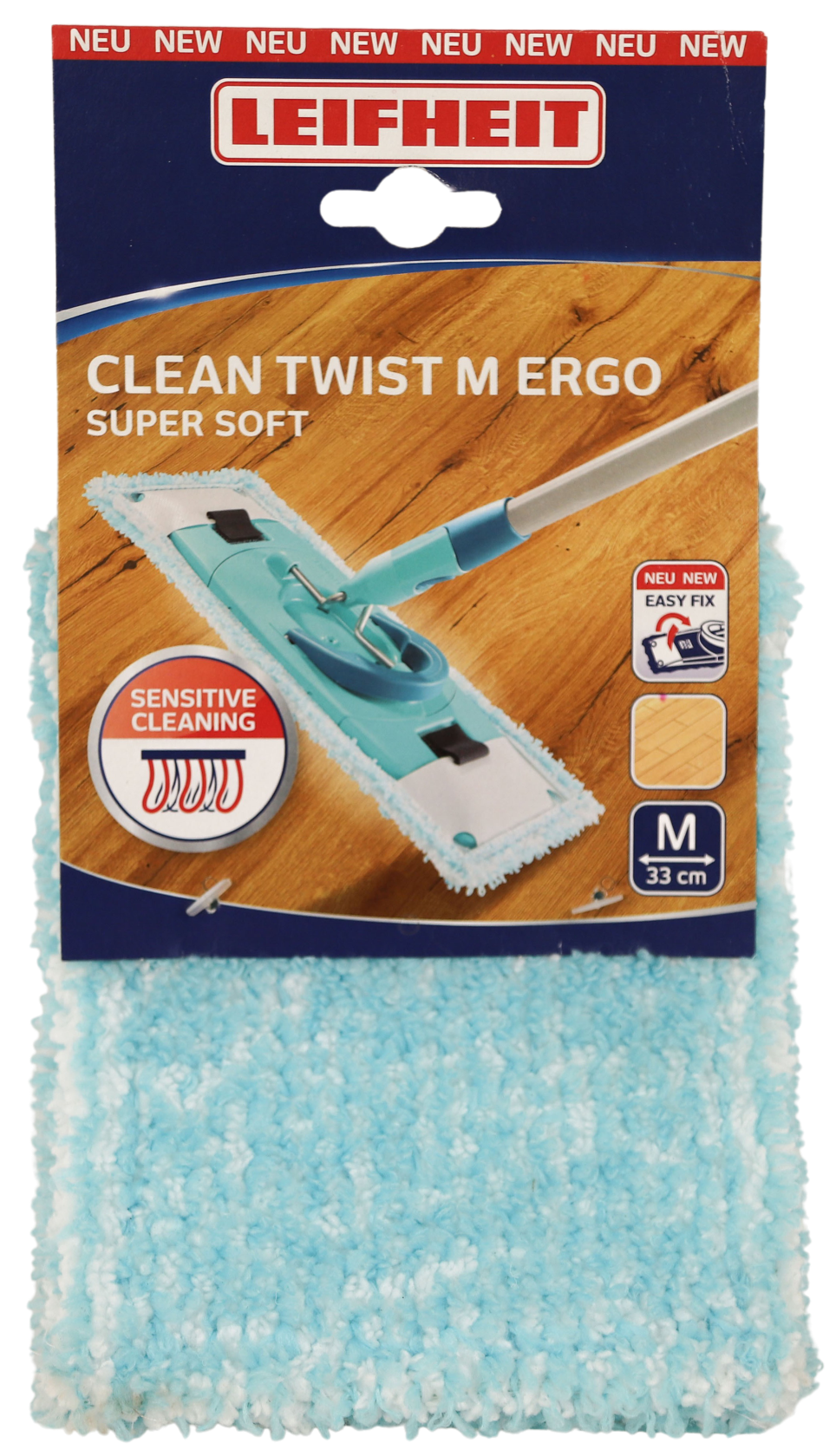 Leifheit Clean Twist M Ergo SuperSoft Navulling– 33 cm – Vloerwisser Overtrek – Voor Parket&Laminaat– Klittenband – Wasbaar afbeelding