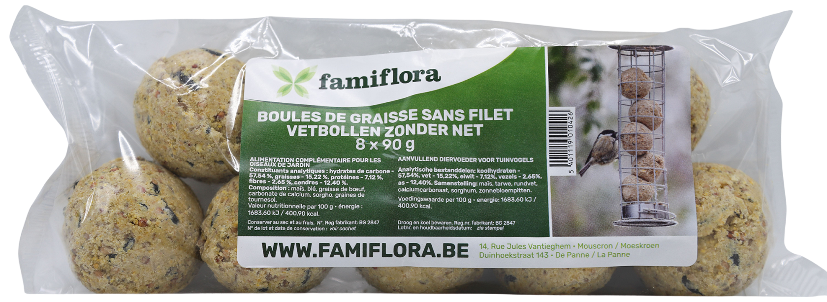 Famiflora Set van 8 mezenbollen zonder netje - 8x90g afbeelding