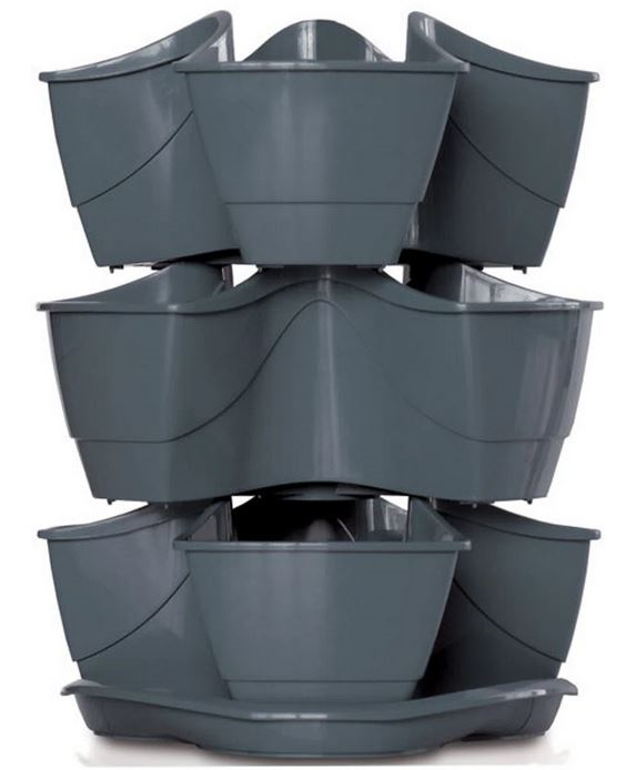 Prosperplast Coubi - Bloempot - Graphite - Strak Design - 30x30x38 cm - Stijlvolle Tuinaccessoire afbeelding