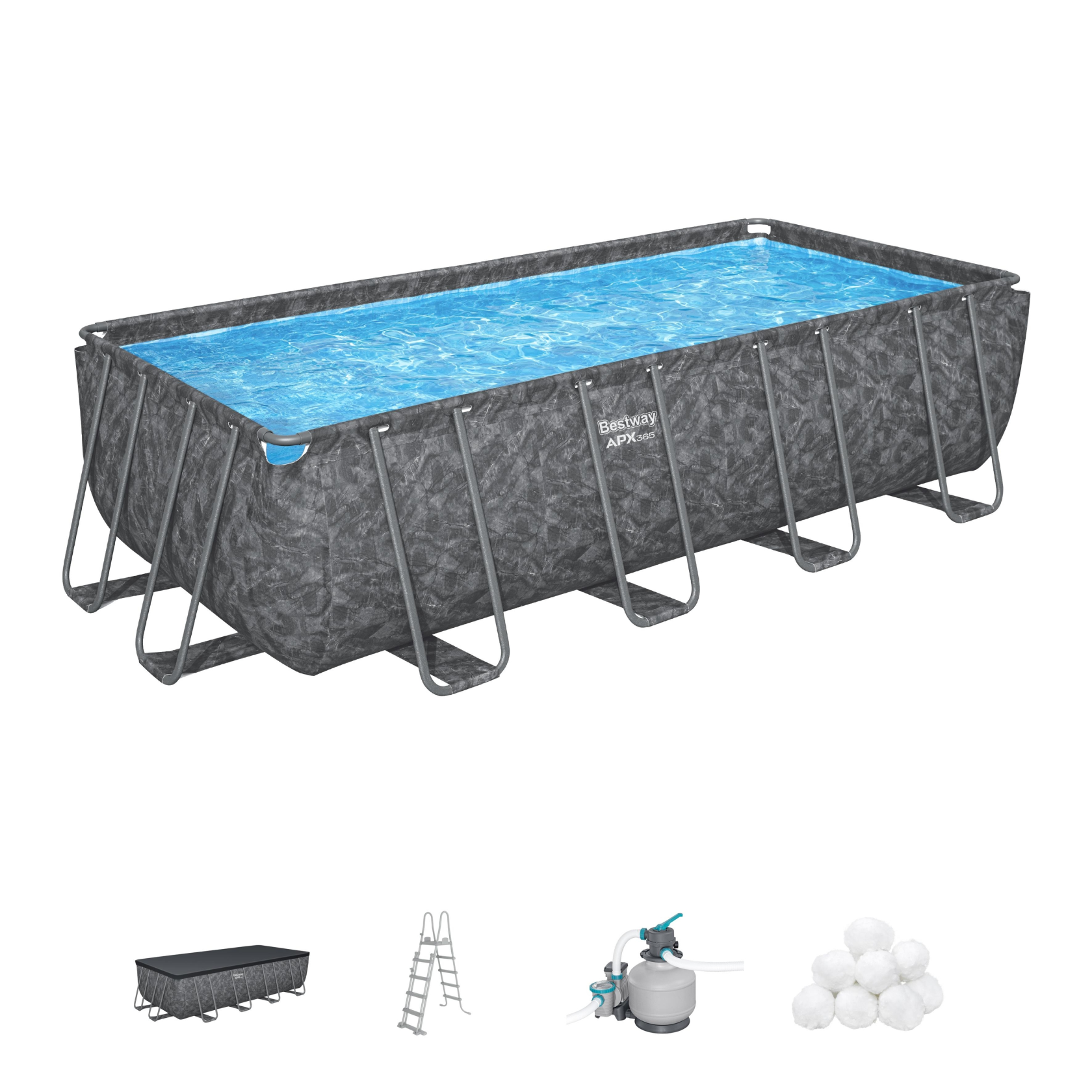 Bestway APX365 opbouwzwembad - rechthoekig - L549 x B274 x H132 cm | All-Season luxezwembad afbeelding