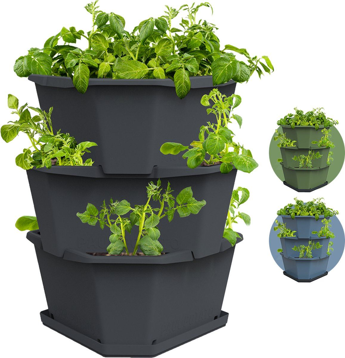 Gusta Garden PAUL POTATO - aardappeltoren - 3 niveaus - antraciet afbeelding