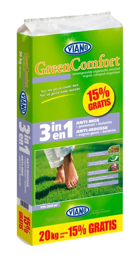 Viano gazonmeststof 17,5kg + 2,5kg gratis voor 200m² - 3-in-1 (meststof + mosdoder + bacteriën) afbeelding