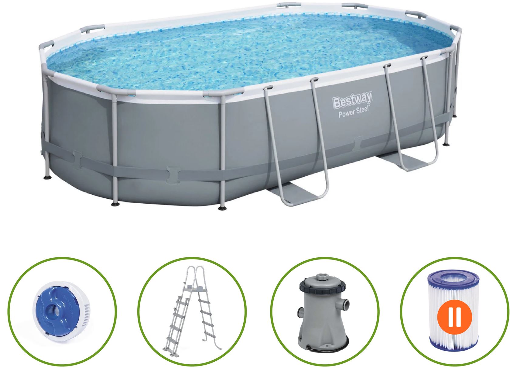 Bestway Power Steel opbouwzwembad - ovaal - L427 x B250 x H100 cm