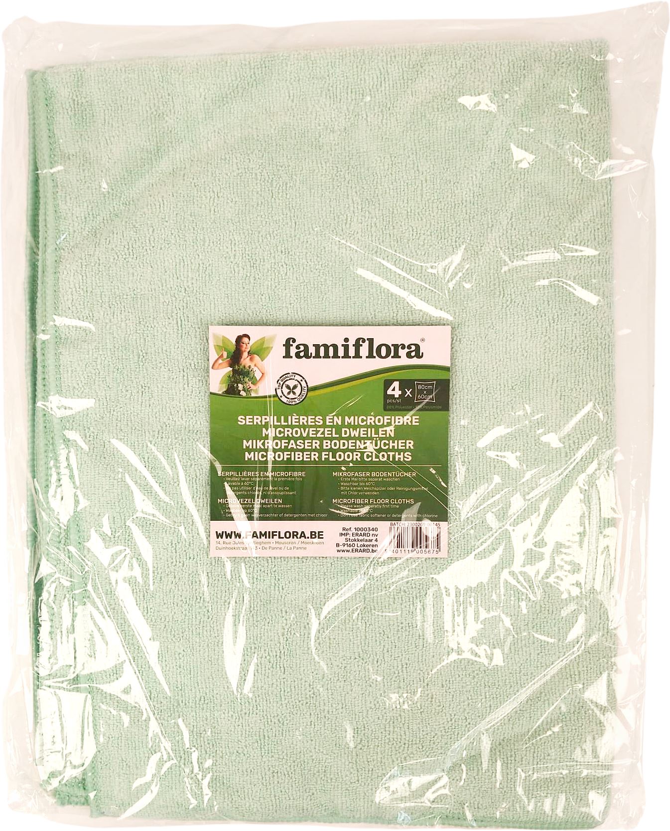 Famiflora microvezel dweil 80 x 60 cm - Set van 4 - 300gr/m² - Warpdoekjes afbeelding