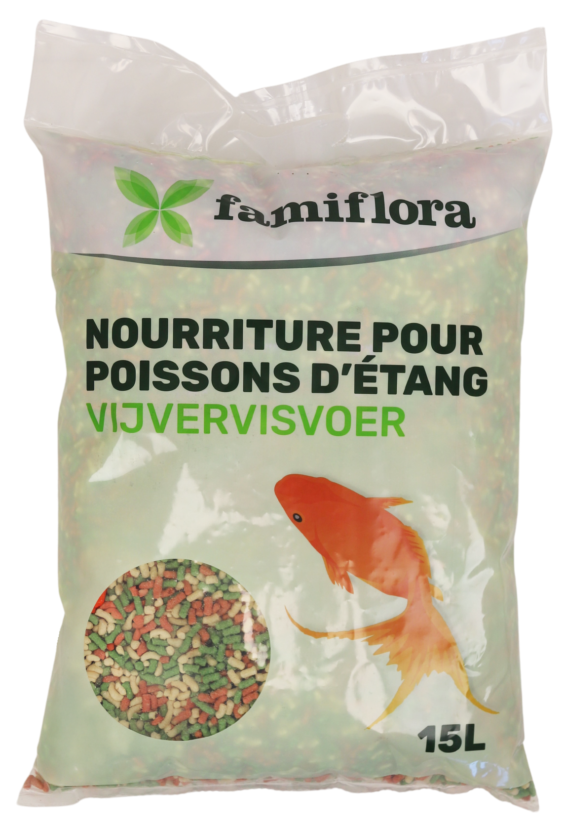 Famiflora sticks mix vissenvoer 15L - Voordelige mix van drijvende sticks voor een gezond en kleurrijk vijverleven - Voor o.a. goudvissen en goudwinden afbeelding