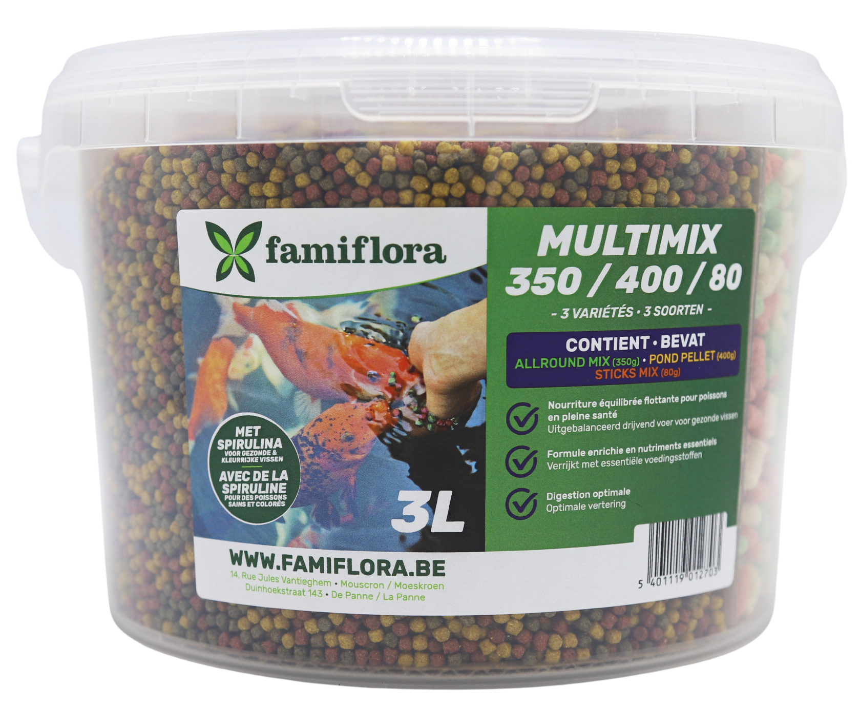 Famiflora Multimix Alpostic 3 L (ca. 830 g)– Vijvervisvoer mix – Drijvend – Spirulina – Gezond&kleurrijk afbeelding