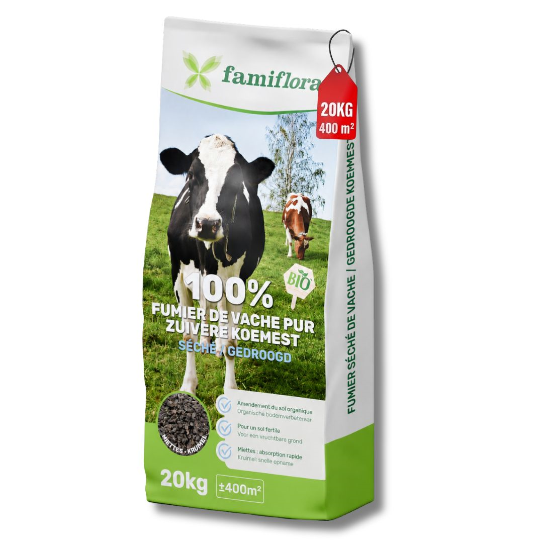 Famiflora meststof - gedroogde koemest - 20 kg - voor 400 m²