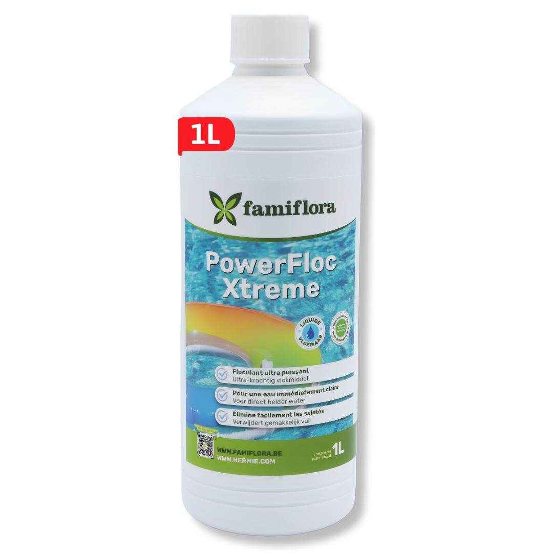 Famiflora PowerFloc Xtreme vloeibaar 1L - Krachtig vlokmiddel voor kristalhelder zwembadwater