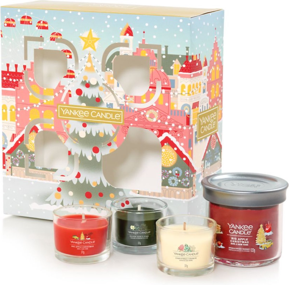 Yankee Candle Passport to the Holidays– Small Tumbler + 3 Filled Votives – cadeauset – 4 heerlijke geuren – feestelijk