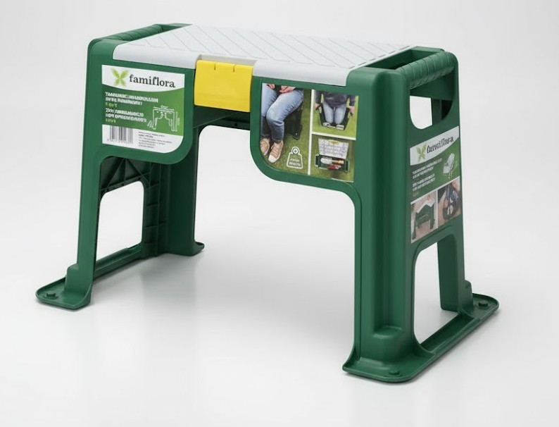 Famiflora multi-purpose kruk - Zitbankje en kniebankje - Met ingebouwde opbergruimte - Maximaal 100KG capaciteit afbeelding