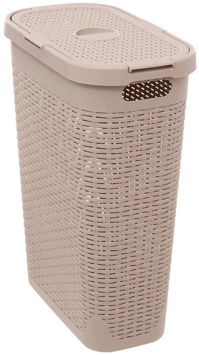 5Five Smalle Wasmand met Deksel– Beige Rotan Look – 40 L – Praktisch&Stijlvol afbeelding