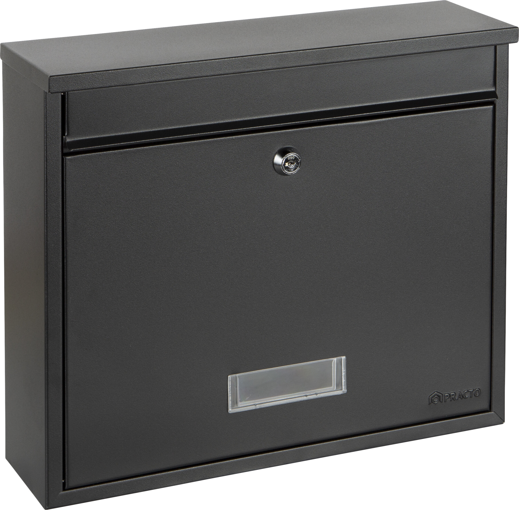 Practo Garden brievenbus Oxford - zwart - in gelakt staal - 10x36x31cm - RAL 7020 MAT afbeelding