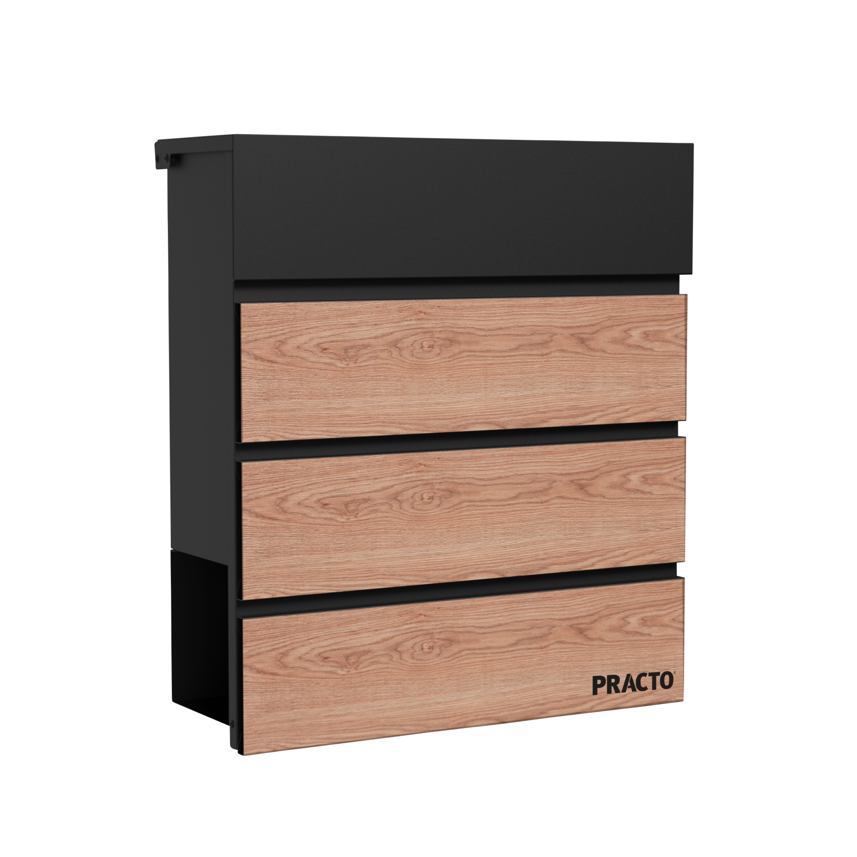 Practo Garden brievenbus - Cannes - mat-zwart met houtlook - 41x37x13cm afbeelding