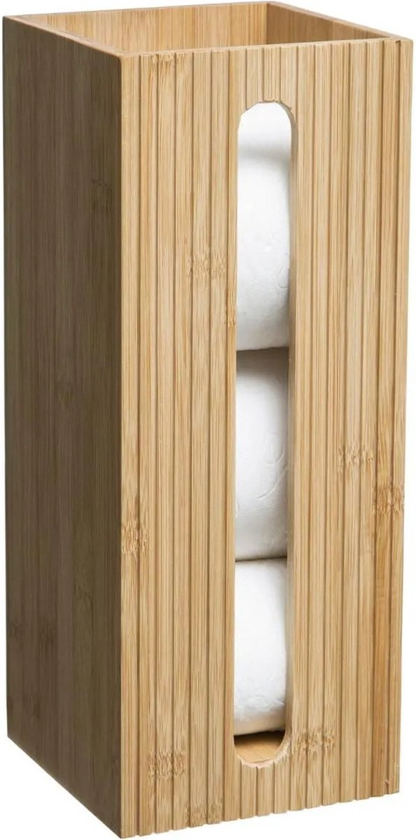 5Five Toiletrolhouder Reservoir - Bamboe - Bruin - 3 Rollen - 36 cm Hoog - Badkamer&Toilet Accessoire afbeelding