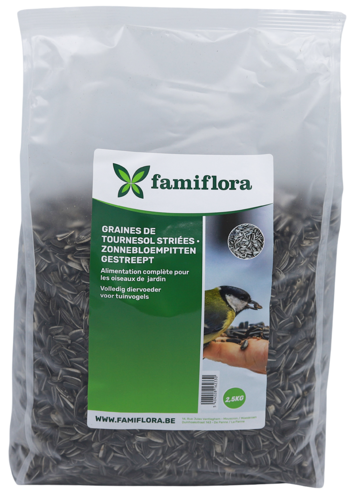 Famiflora Gestreepte Zonnebloempitten - 2,5kg - Klassiek Vogelvoer - Energierijk - Voeding voor tuinvogels - Wintervoer afbeelding