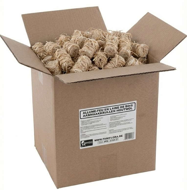 Famiflora aanmaakkrullen Houtwol 2kg (160 stuks)– Snel Vuur – Natuurlijk – Veilig&Gemakkelijk afbeelding