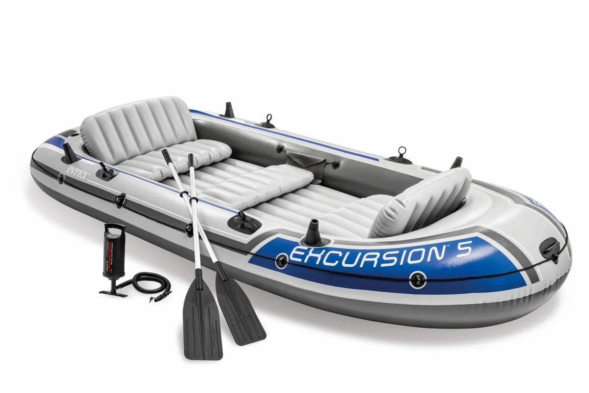 Intex Excursion 5 Opblaasboot Set - 5 Personen - 366x168 cm - 3 Luchtkamers - Hengelsteunen afbeelding