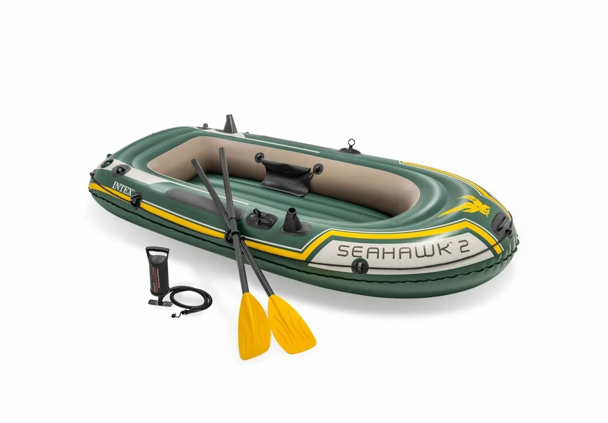 Intex Seahawk 2 Opblaasboot Set - 2 personen - 2,74 x 1,27 m - Groen/Zwart - Hengelsteunen&Drie luchtkamers afbeelding