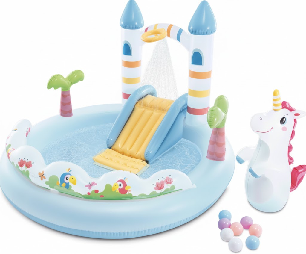 Intex Unicorn Castle Play Center - Waterspeelcentrum met glijbaan - 196 x 178 x 127 cm afbeelding