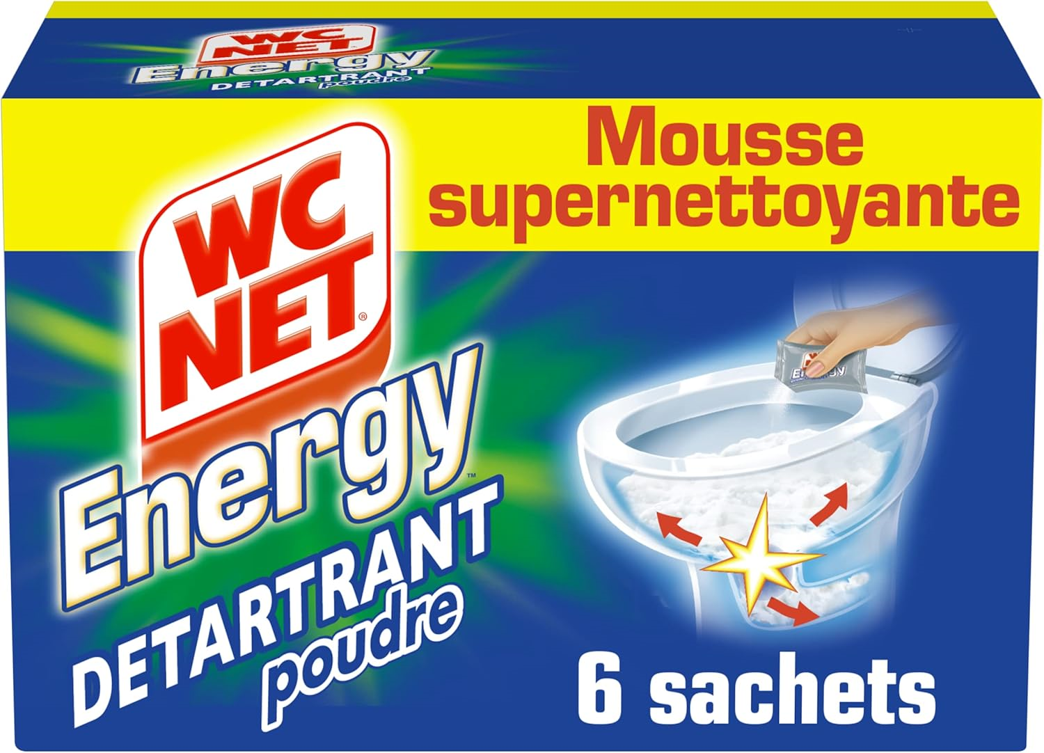 WC Net Energy wc-poeder voor ontkalking - 6 x 60 gram - Superreinigend schuim afbeelding