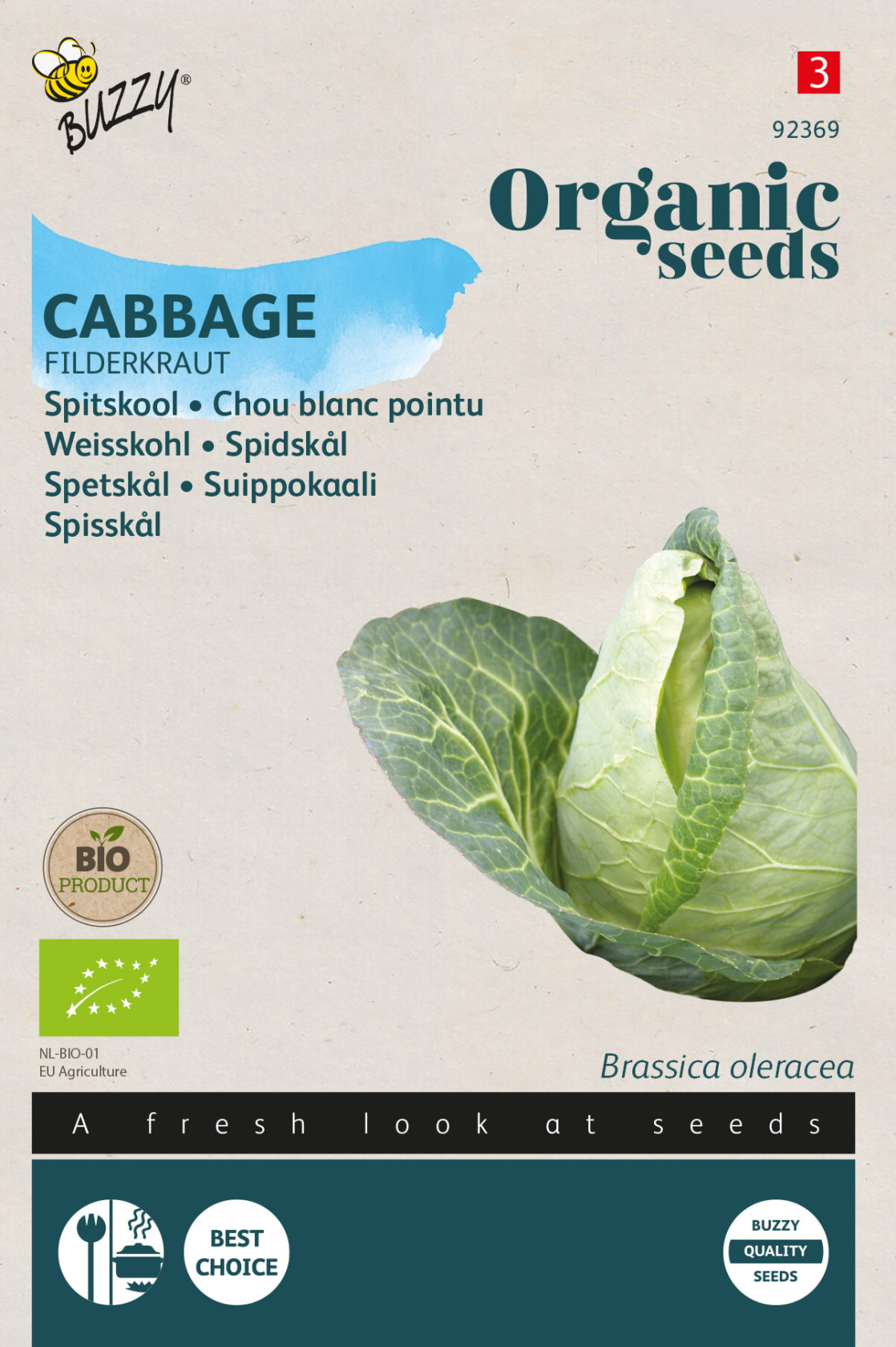 Buzzy Organic Spitskool Zaden - Filderkraut - BIO - Voor Zuurkool afbeelding