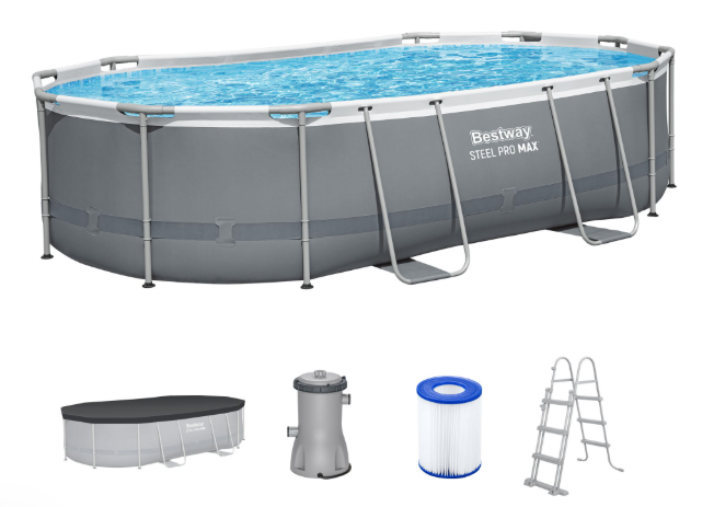 Bestway Steel Pro Max opbouwzwembad - ovaal - L488x B305 x H107 cm afbeelding