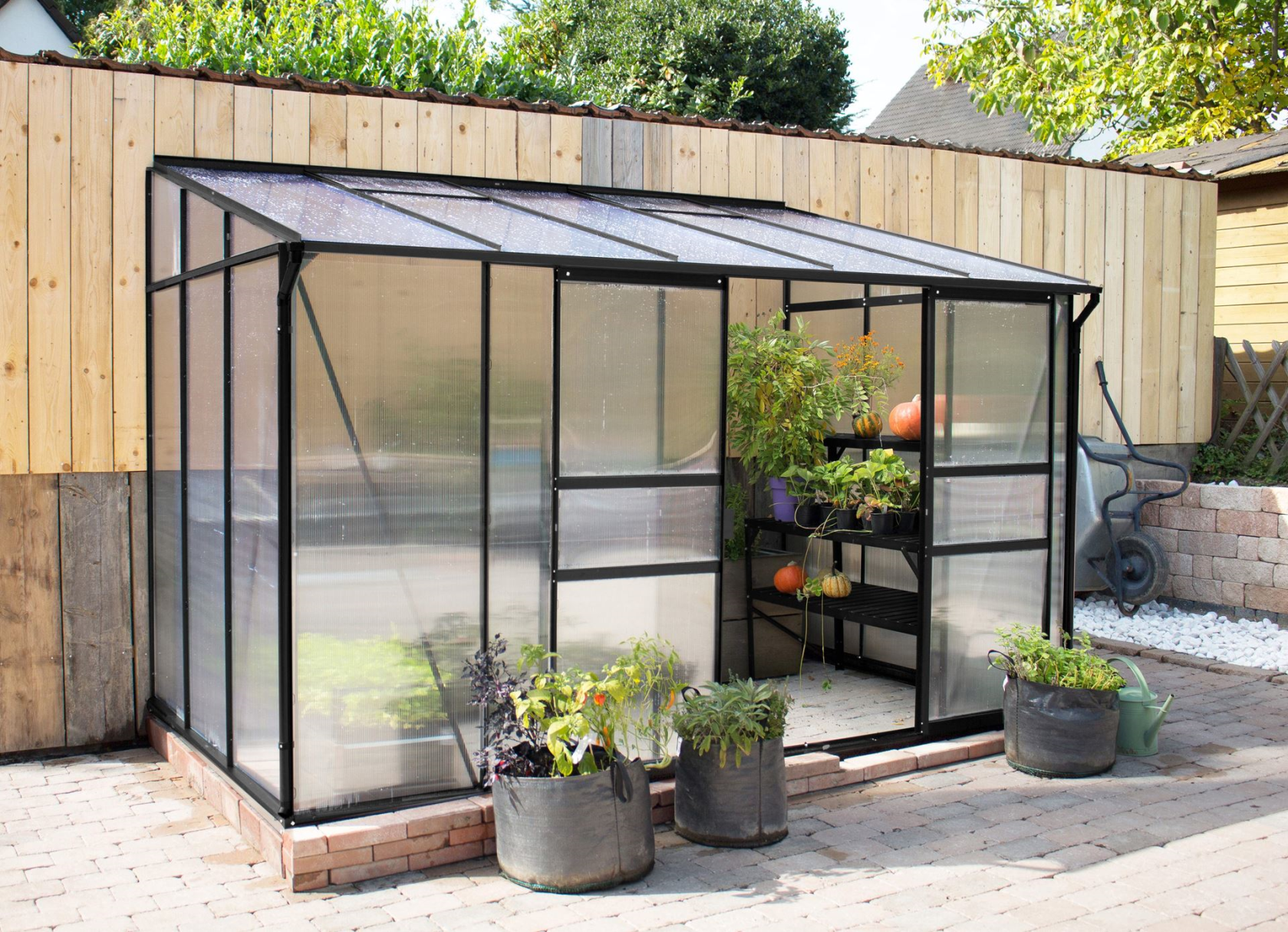 Vitavia Ida muurserre - 6,5m² - met 6 mm polycarbonaat - Zwart
