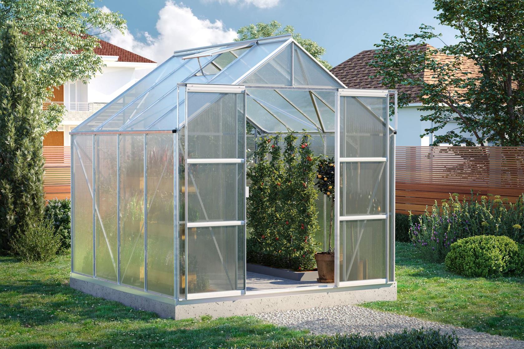 Vitavia Uranus serre - 6,7m² - met 6 mm polycarbonaat - Aluminium