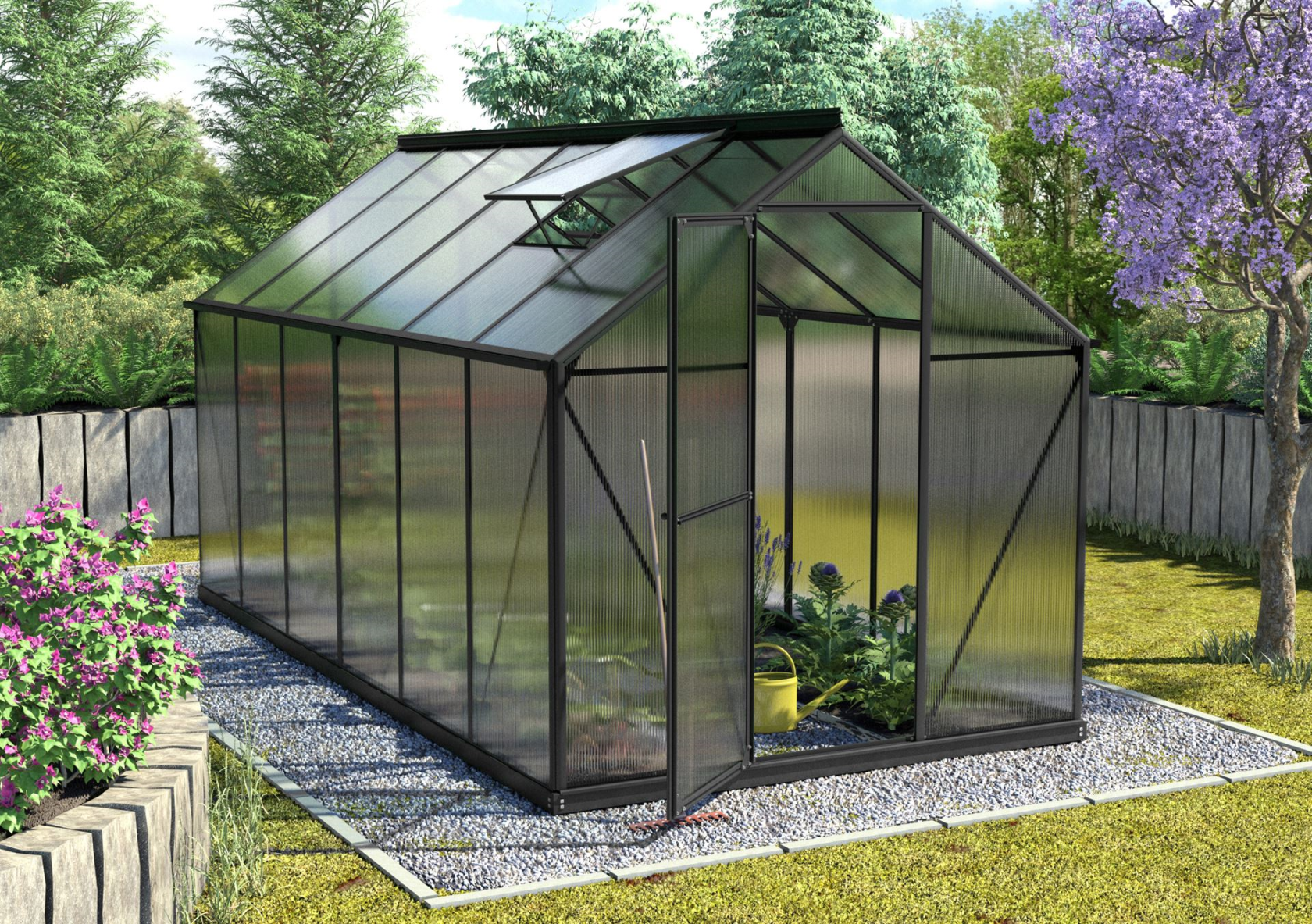 Vitavia Triton serre - 7,5m² - met 4 mm polycarbonaat - Zwart