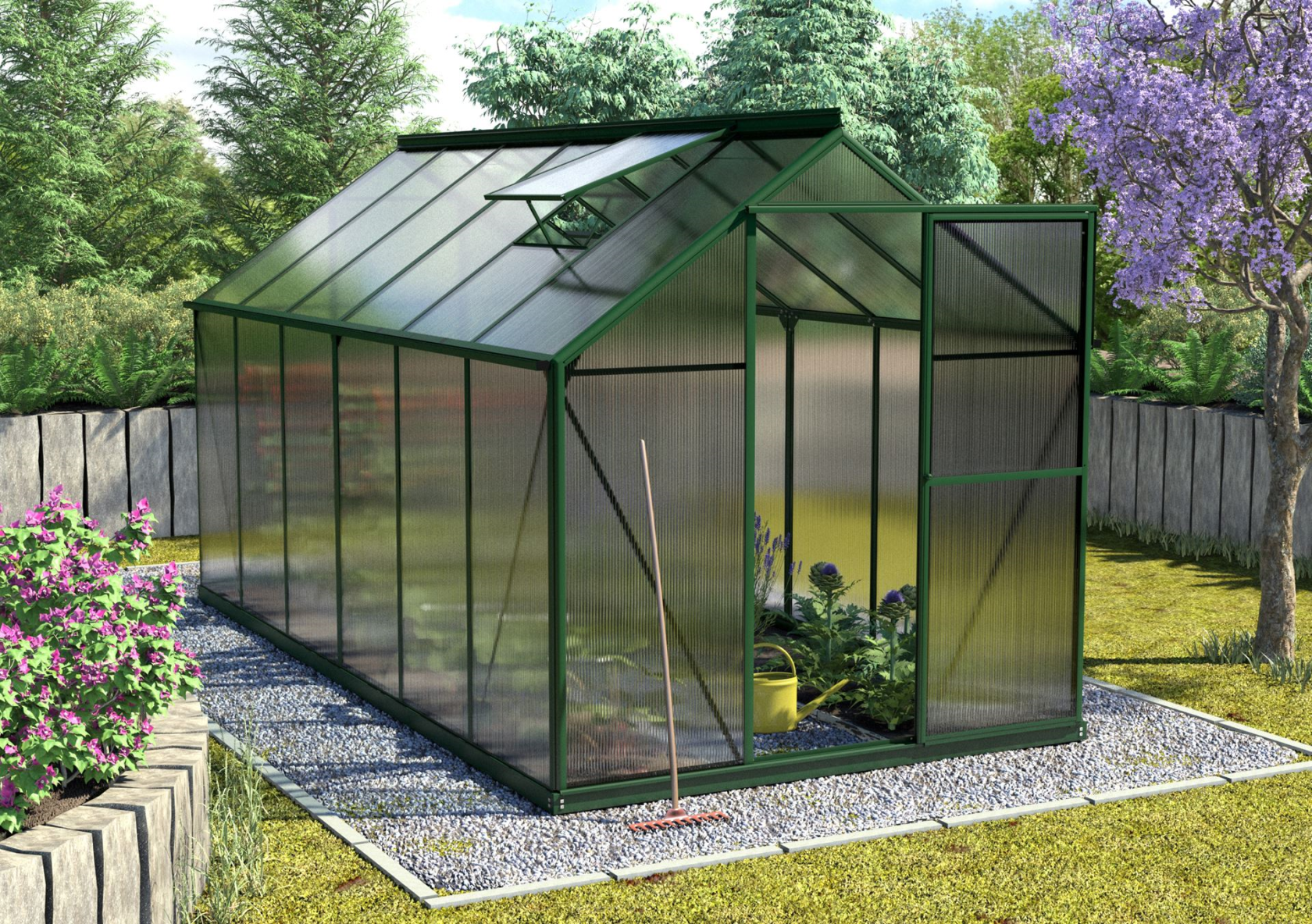Vitavia Triton serre - 7,5m² - met 6 mm polycarbonaat - Donkergroen