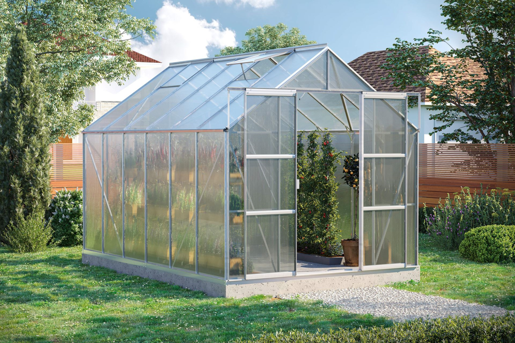 Vitavia Uranus serre - 9,9m² - met 6 mm polycarbonaat - Aluminium