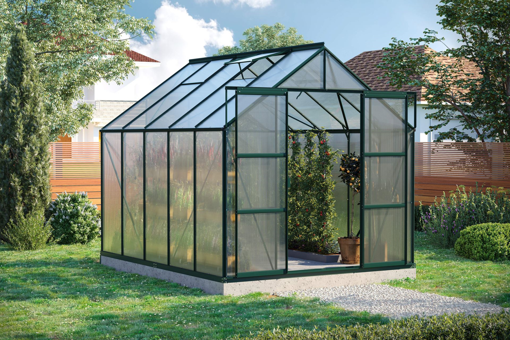 Vitavia Uranus serre - 8,3m² - met 6 mm polycarbonaat - Donkergroen