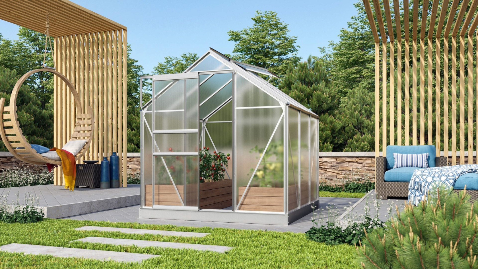 Vitavia Venus serre - 3,8m² - met 6 mm polycarbonaat - Aluminium