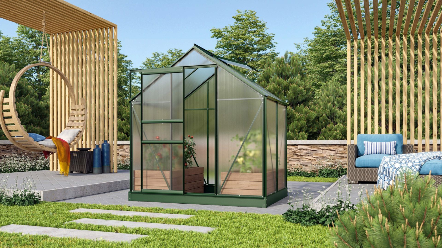 Vitavia Venus serre - 2,5m² - met 6 mm polycarbonaat - Donkergroen