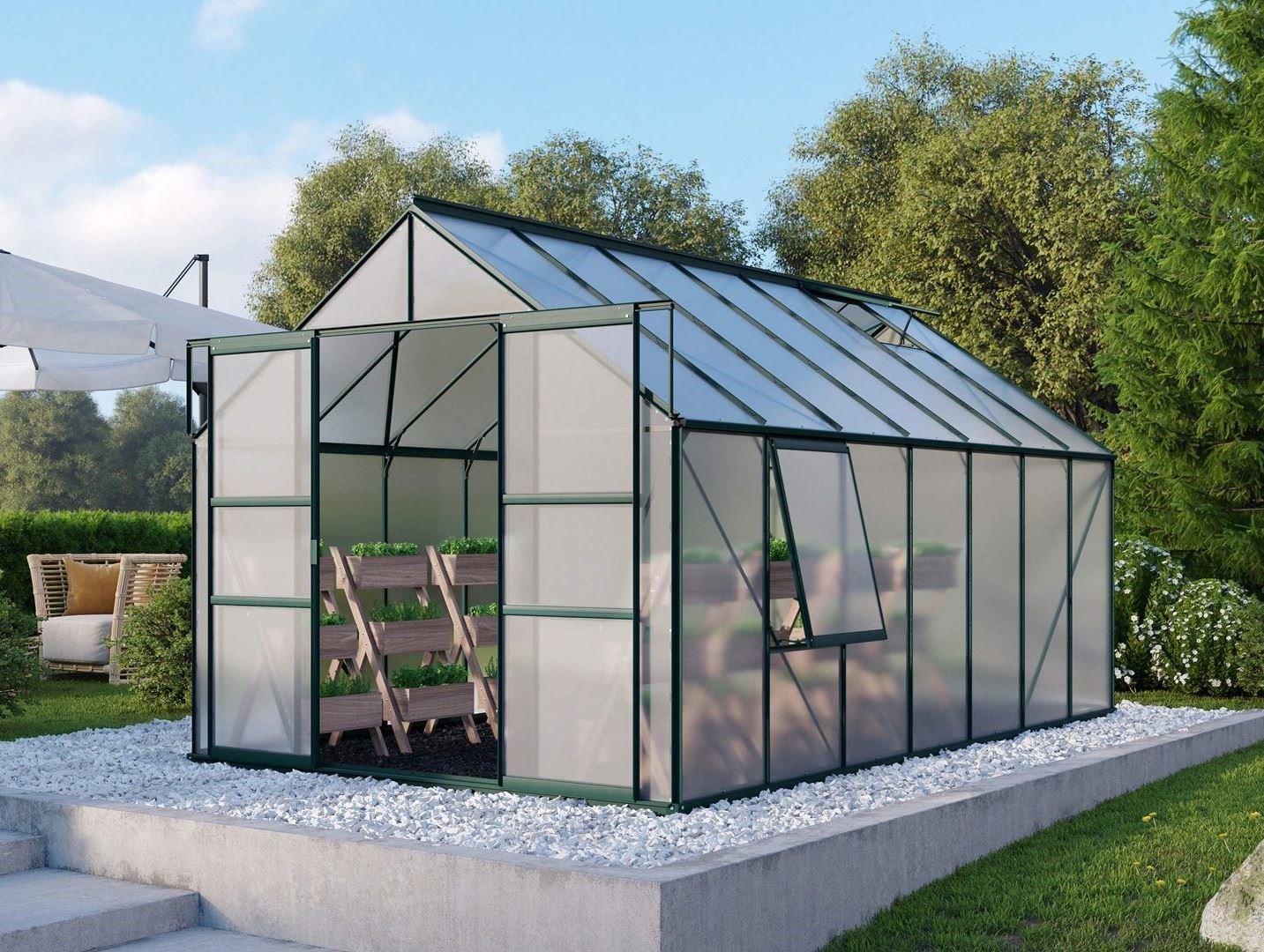 Vitavia Meridian 2 serre - 11,5m² - met 6 mm polycarbonaat - Donkergroen