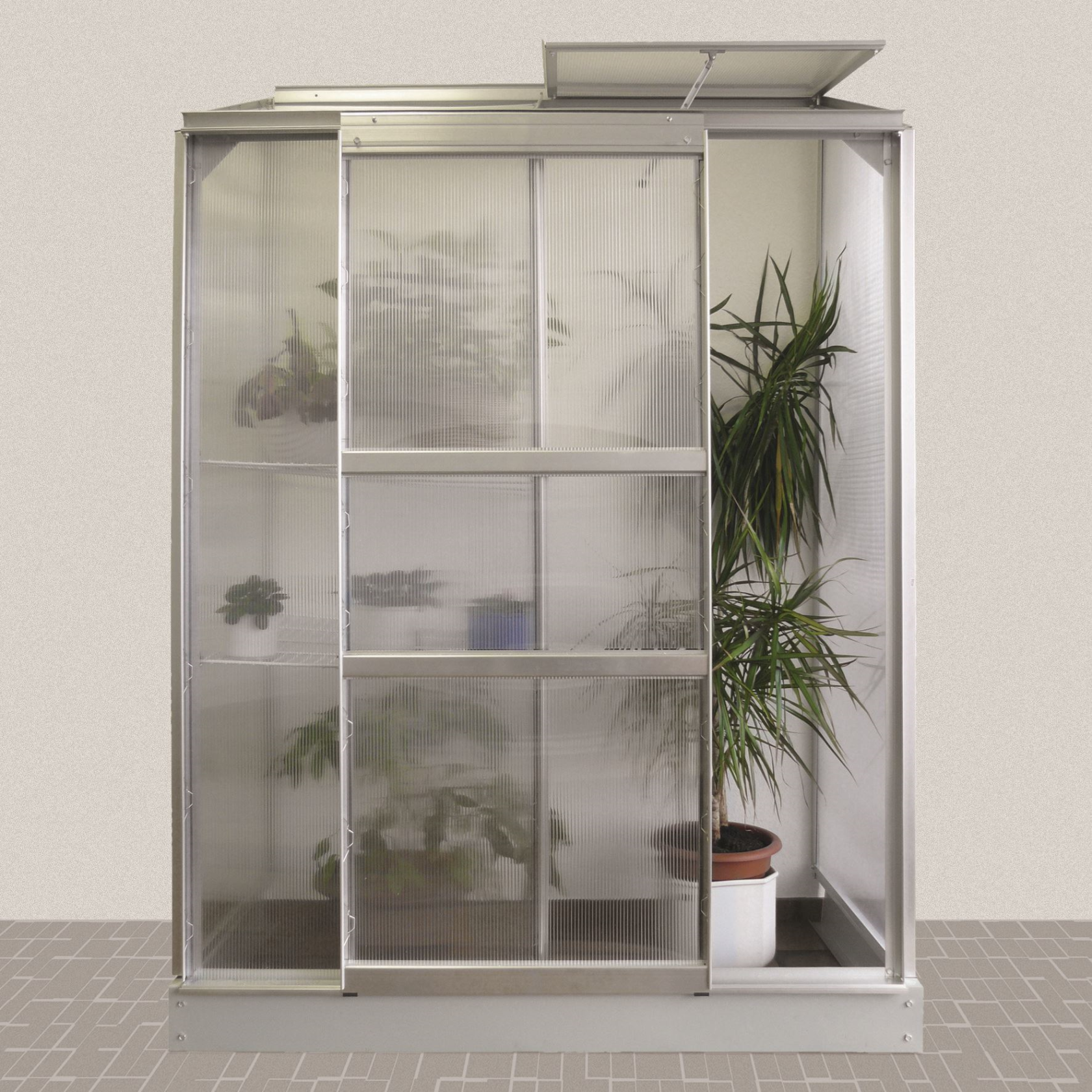 Vitavia Ida muurserre - 0,9m² - met 4 mm polycarbonaat - Aluminium