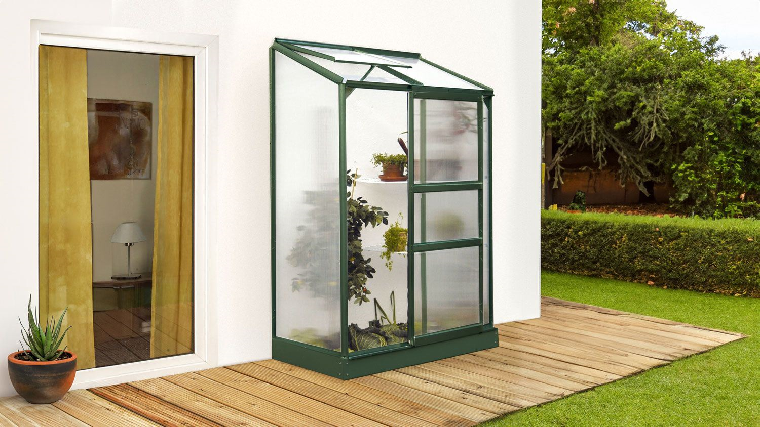 Vitavia Ida muurserre - 0,9m² - met 4 mm polycarbonaat - Donkergroen