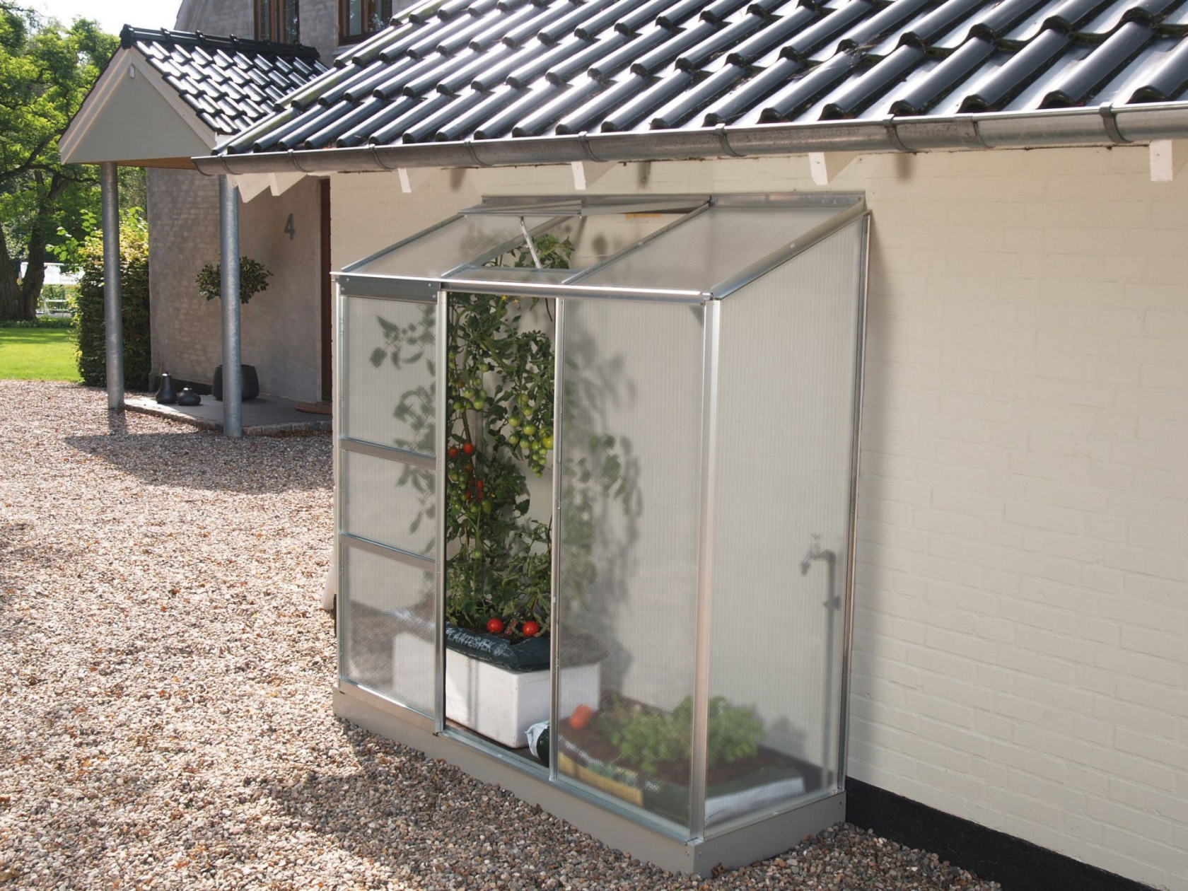 Vitavia Ida muurserre - 1,3m² - met 4 mm polycarbonaat - Aluminium