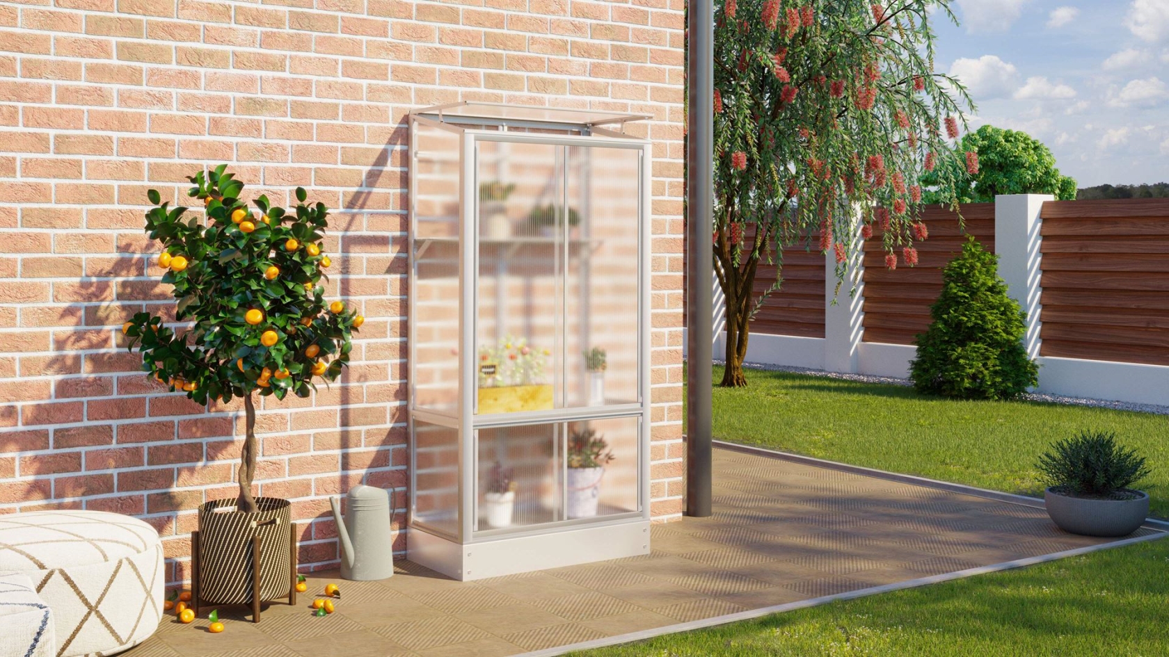 Vitavia Polis muur- en balkonserre - 0,35m² - met 4 mm polycarbonaat - Aluminium - met fundering