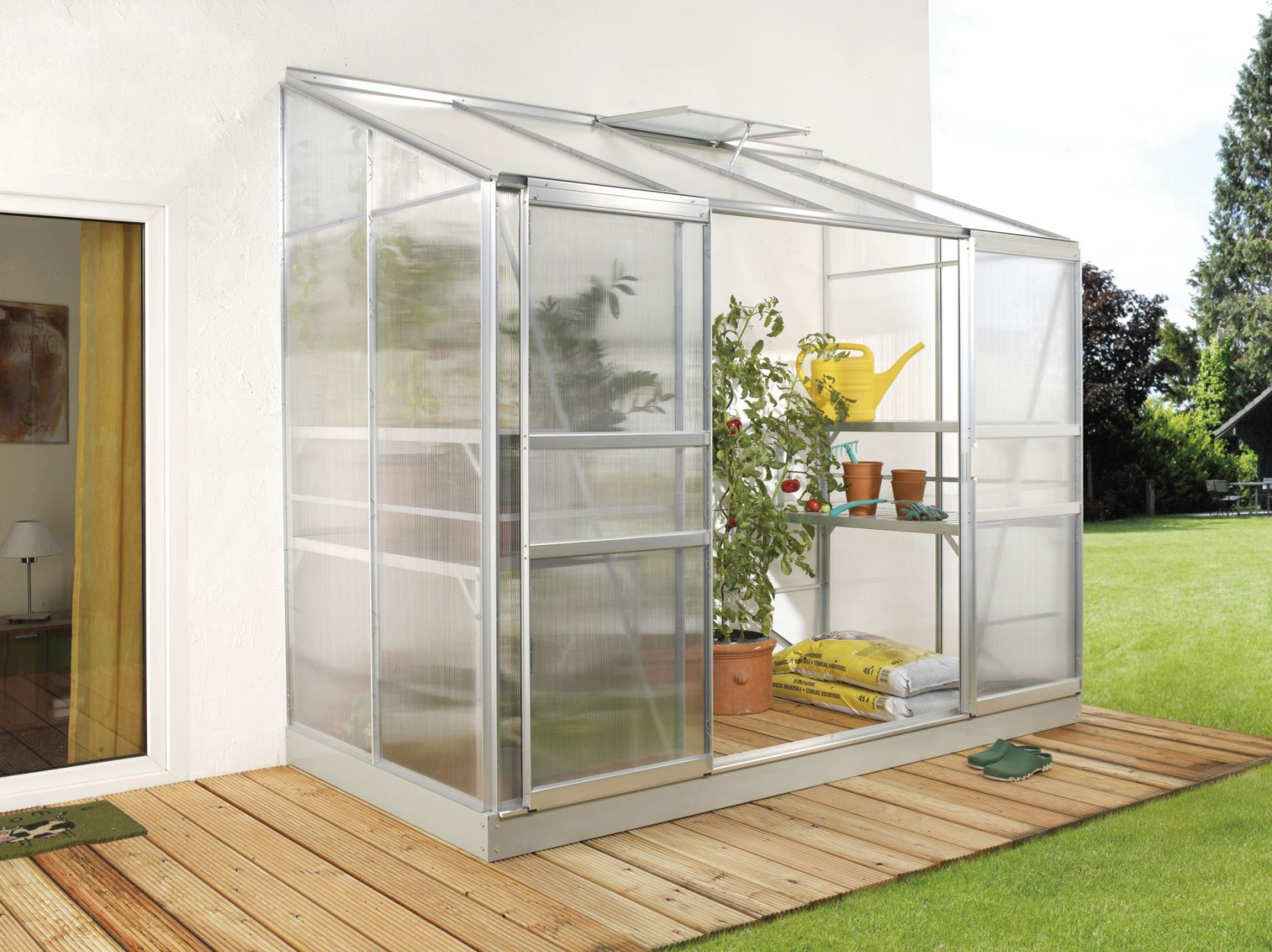 Vitavia Ida muurserre - 3,3m² - met 4 mm polycarbonaat - Aluminium