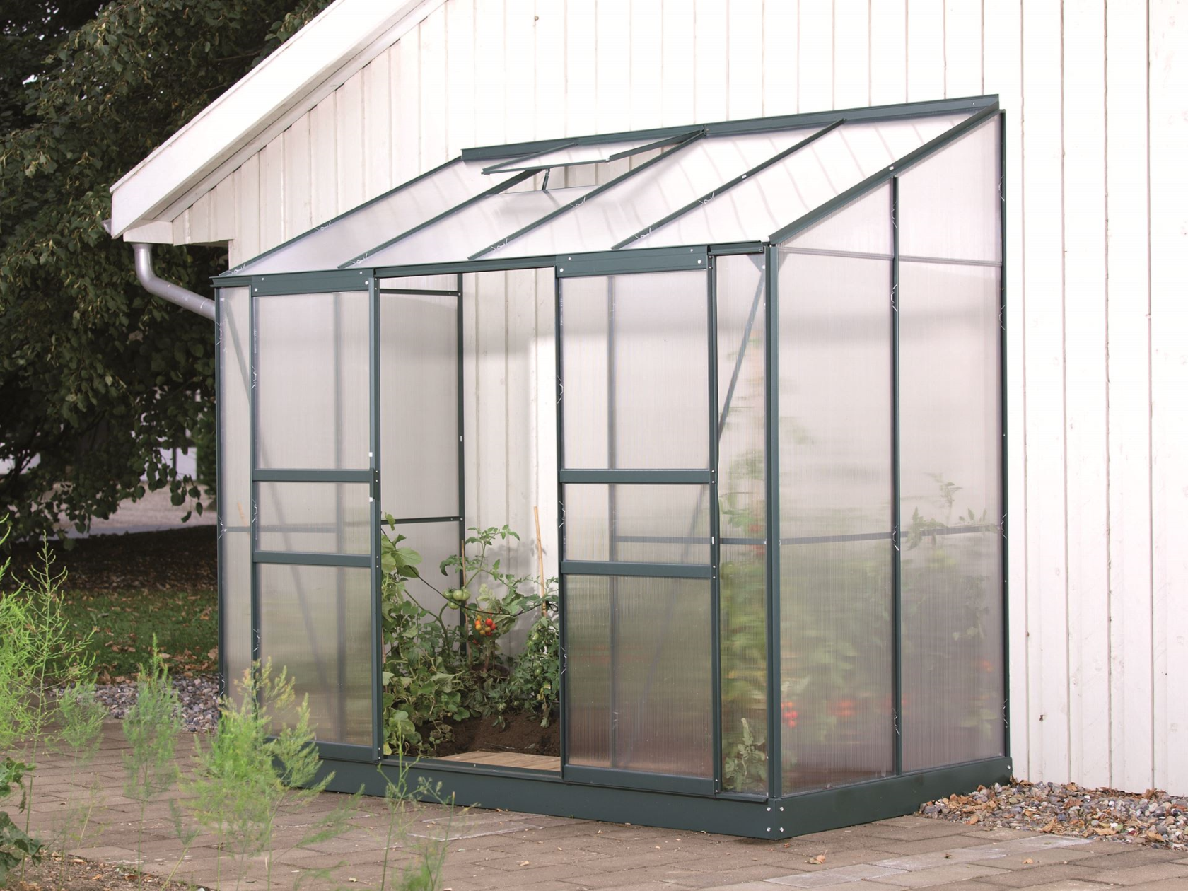 Vitavia Ida muurserre - 3,3m² - met 4 mm polycarbonaat - Donkergroen