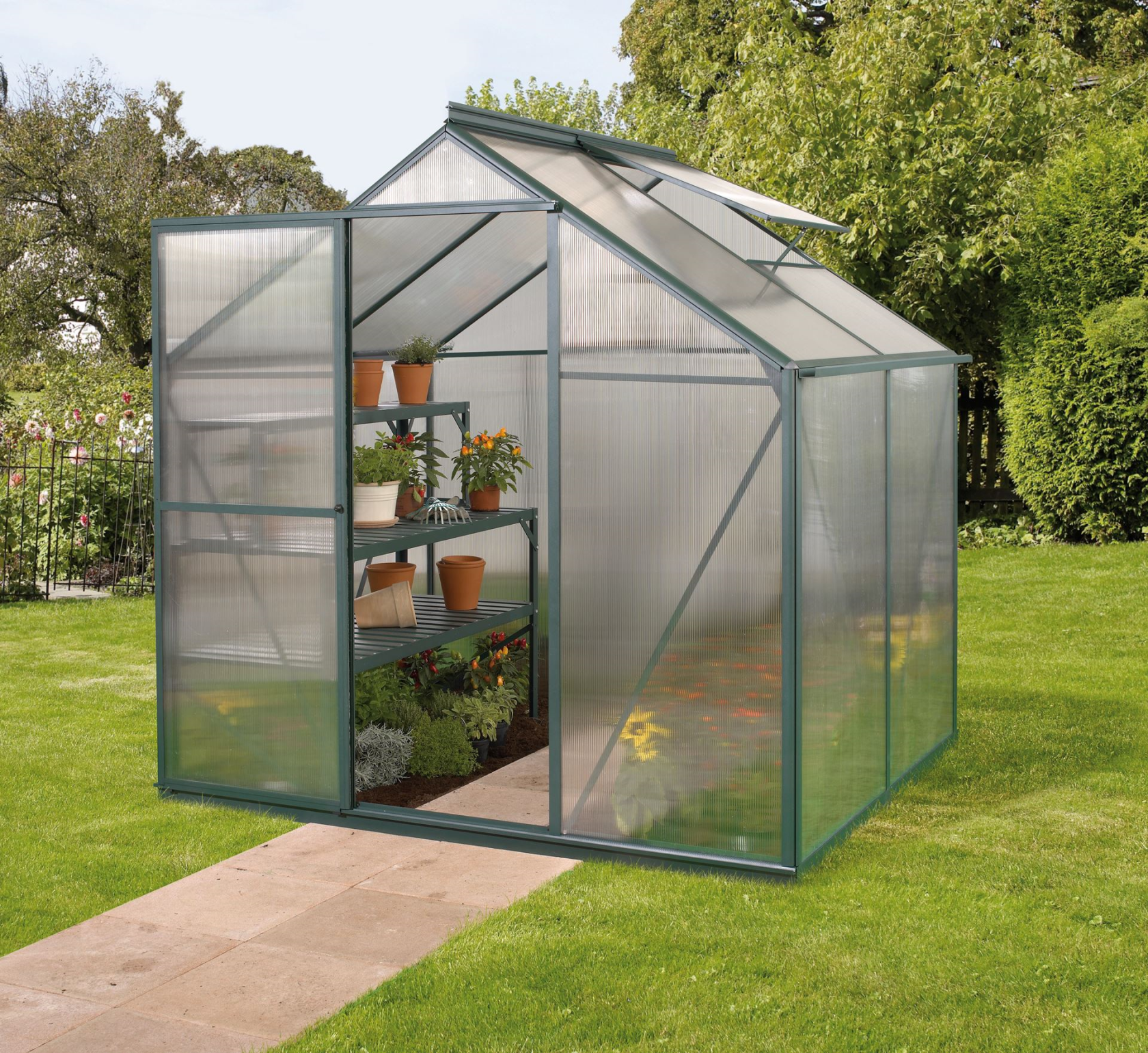 Vitavia Triton serre - 2,6m² - met 4 mm polycarbonaat - Donkergroen
