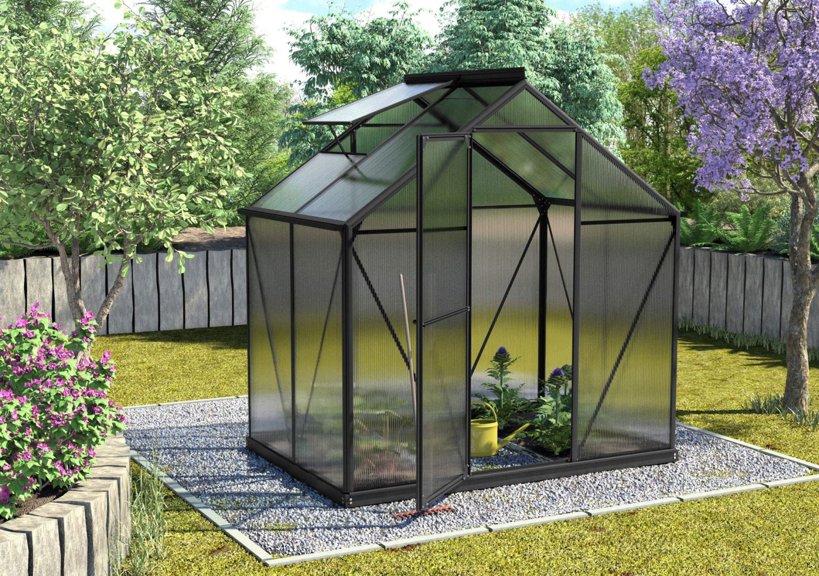 Vitavia Triton serre - 2,6m² - met 4 mm polycarbonaat - Zwart