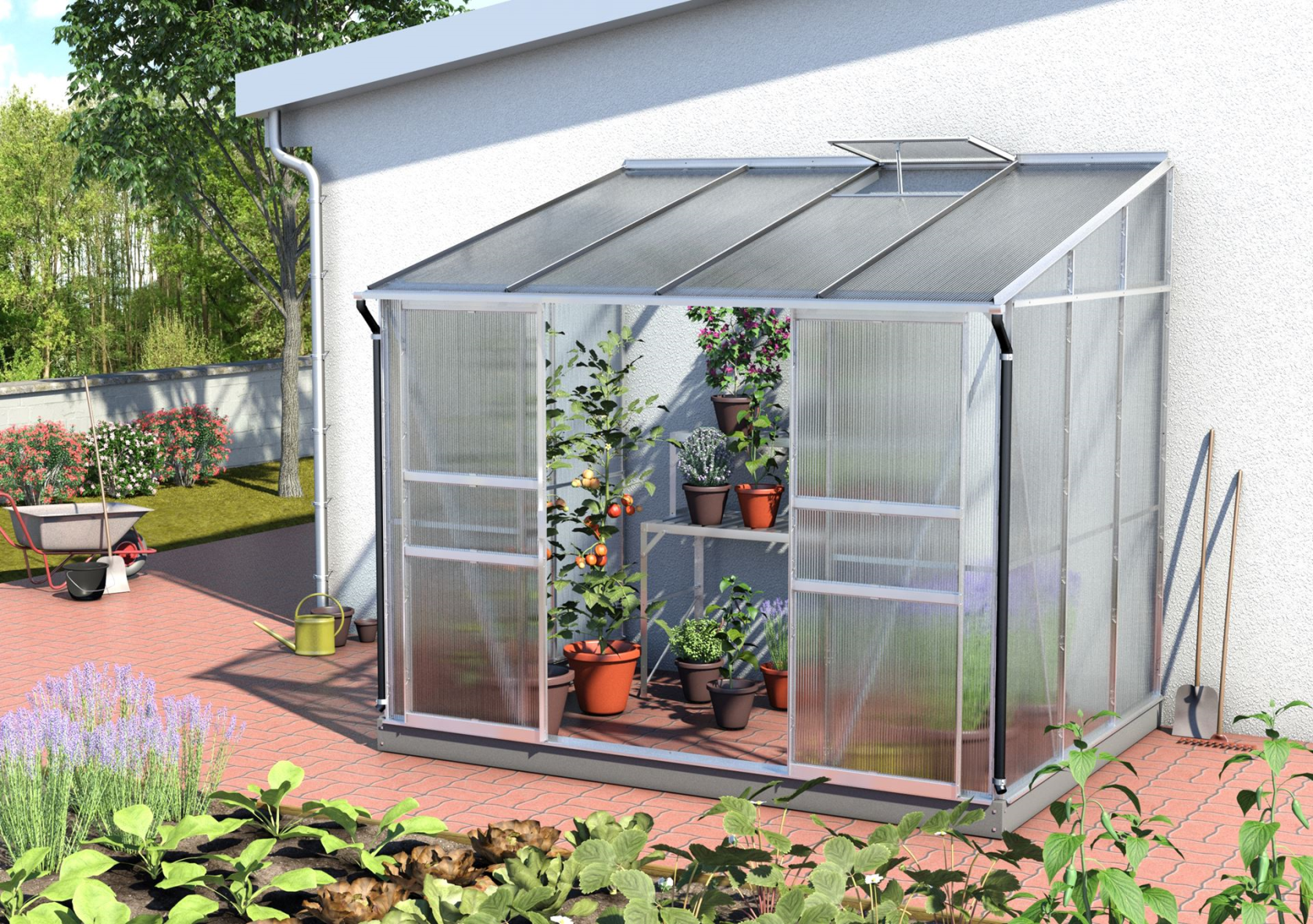 Vitavia Ida muurserre - 5,2m² - met 6 mm polycarbonaat - Aluminium