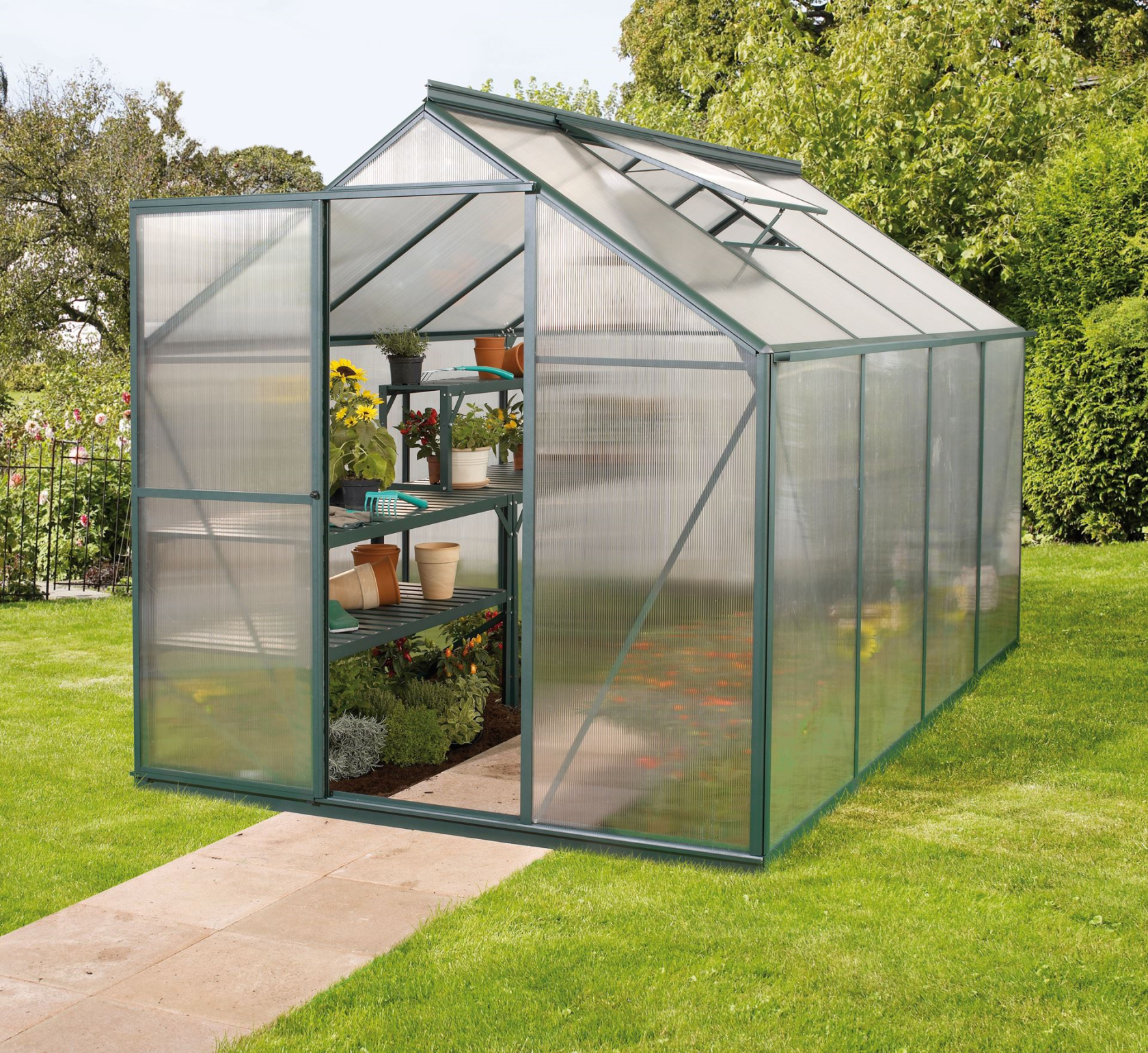 Vitavia Triton serre - 5m² - met 4 mm polycarbonaat - Donkergroen