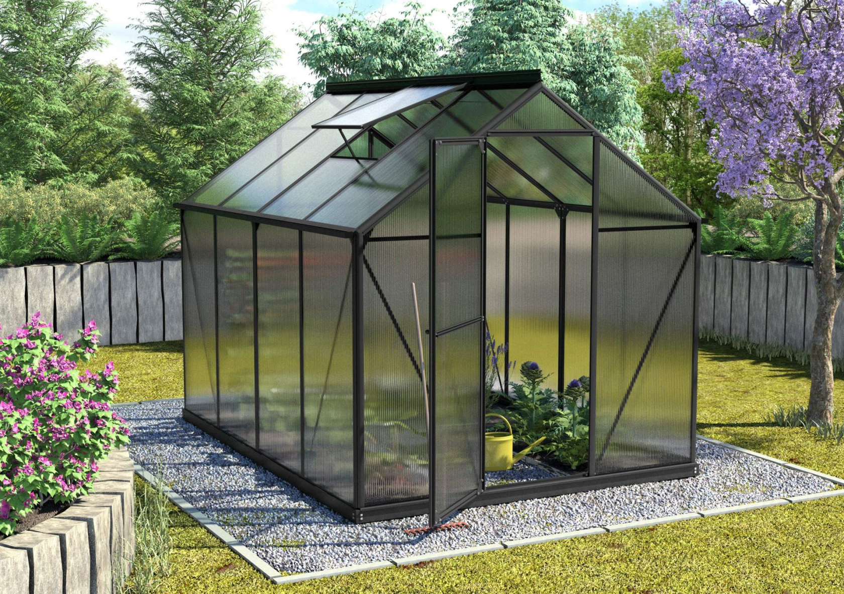 Vitavia Triton serre - 5m² - met 4 mm polycarbonaat - Zwart