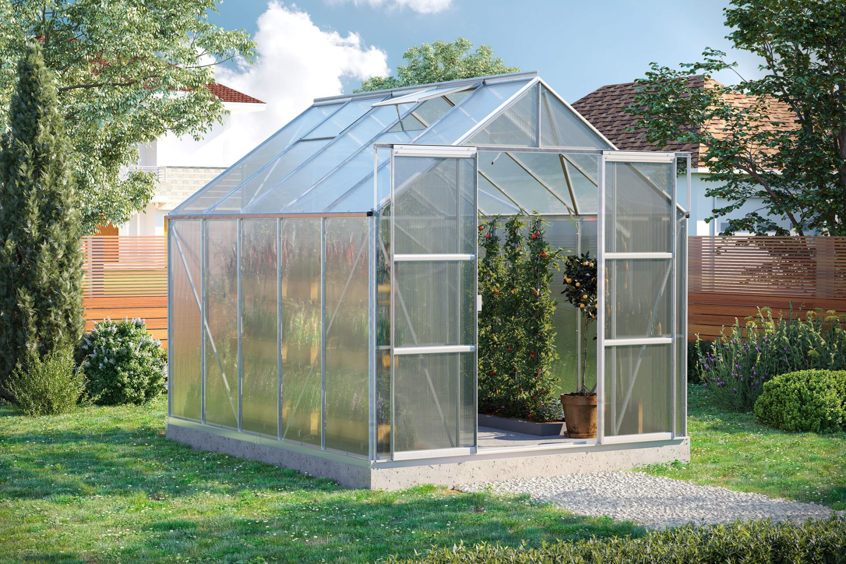 Vitavia Uranus serre - 8,3m² - met 4 mm polycarbonaat - Aluminium