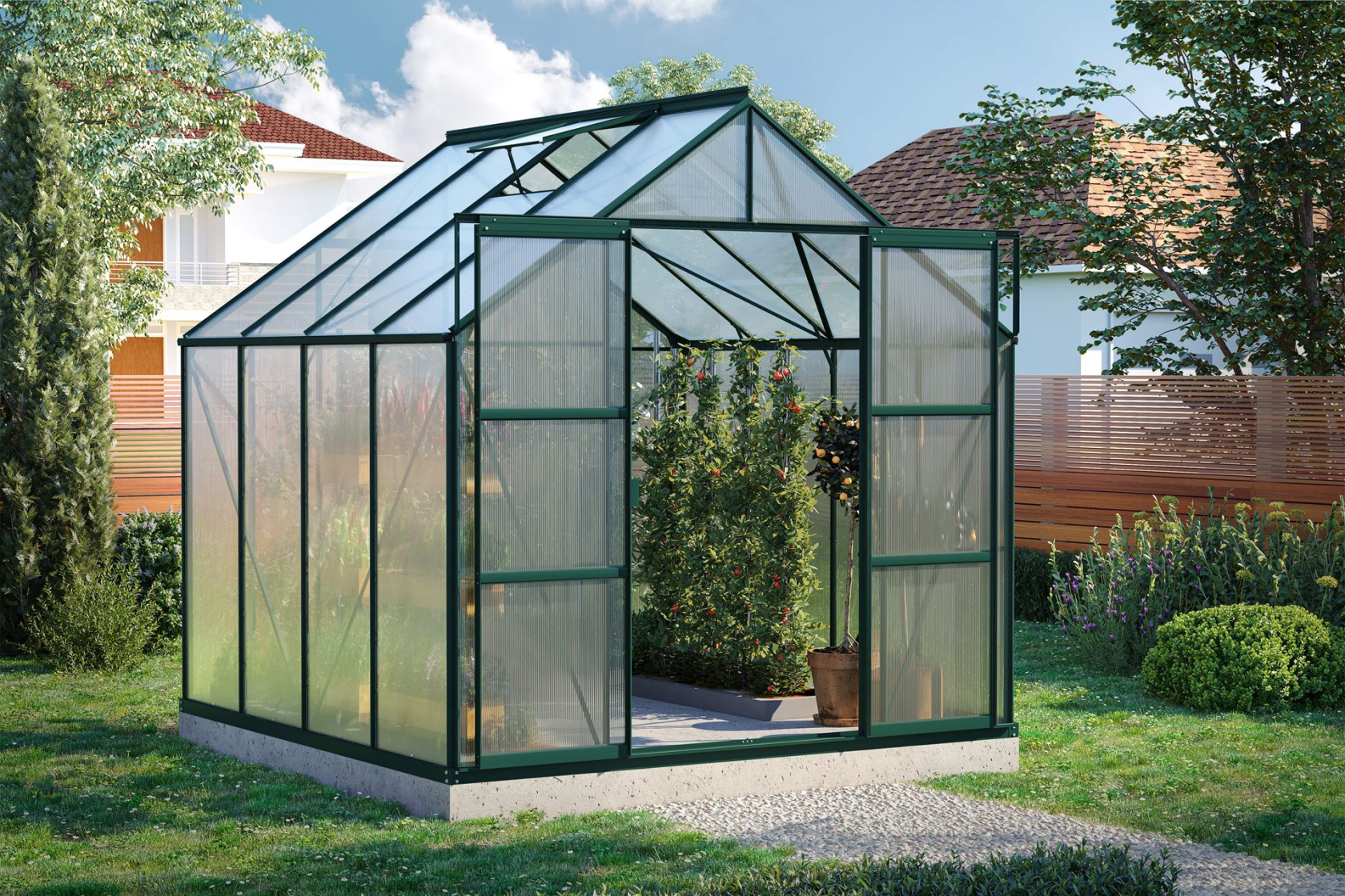 Vitavia Uranus serre - 6,7m² - met 4 mm polycarbonaat - Donkergroen